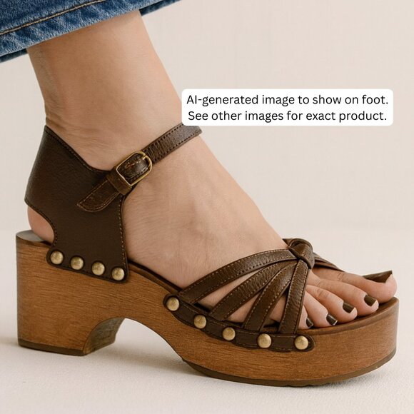 CHANEL Dark Brown Leather Platform Clog Sandals | 2.75” Heel | Size 39 - Picture 4 of 15